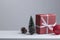 Pinecone, gift box and Christmas tree