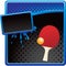 Ping pong ball and paddle on halftone ad