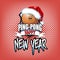 Ping-pong ball with santa hat and happy new year