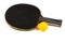 Ping pong black racket with yellow ball