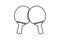 Ping pong racket icon. Two crossed ping pong rackets. Table tennis black and white line icon