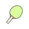 Ping pong racket. Sport equipment sketch. Hand drawn doodle icon. Vector color freehand fitness illustration