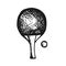 Ping pong racket vector sketch isolated