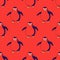 Pinguin walking seamless pattern