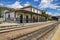 Pinhao, Portugal - June 27, 2017 - Train tracks lead into station