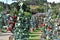 In the Pinho Bravo square in Campos do JordÃ£o, several trees decorated for Christmas