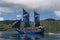 Pinisi Schooner With Sails Up in Calm Water, Raja Ampat