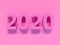 pink 2020 type/text number pink wall scene 3d rendering