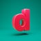 Pink 3d letter D lowercase on mint background