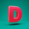 Pink 3d letter D uppercase on mint background