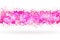 Pink abstract horizontal banner with roses