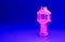 Pink Airport control tower icon isolated on blue background. Minimalism concept. 3D render illustration