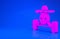 Pink All Terrain Vehicle or ATV motorcycle icon isolated on blue background. Quad bike. Extreme sport. Minimalism