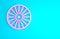 Pink Alloy wheel for a car icon isolated on blue background. Minimalism concept. 3d illustration 3D render