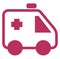 Pink ambulance car, icon