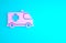 Pink Ambulance and emergency car icon isolated on blue background. Ambulance vehicle medical evacuation. Minimalism