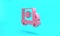 Pink Ambulance and emergency car icon isolated on turquoise blue background. Ambulance vehicle medical evacuation