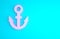 Pink Anchor icon isolated on blue background. Minimalism concept. 3d illustration 3D render