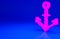 Pink Anchor icon isolated on blue background. Minimalism concept. 3d illustration 3D render