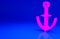 Pink Anchor icon isolated on blue background. Minimalism concept. 3d illustration 3D render