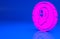 Pink Ancient coin icon isolated on blue background. Minimalism concept. 3d illustration. 3D render