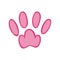 Pink animal pawprints. Sketch footprints of a rabbit, bunny, cat or dog. Vector illustration