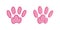 Pink animal pawprints. Sketch footprints of a rabbit, bunny, cat or dog. Vector illustration