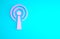 Pink Antenna icon isolated on blue background. Radio antenna wireless. Technology and network signal radio antenna