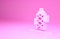 Pink Antenna icon isolated on pink background. Radio antenna wireless. Technology and network signal radio antenna