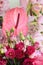 Pink Anthurium flower in a beatiful flower arrangement.