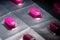 Pink antihistamine allergy tablets in blister pack