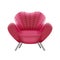 Pink armchair on white background