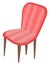 Pink Armchair with Wooden Legs, Chair Sofa Vector