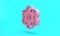 Pink Atom icon isolated on turquoise blue background. Symbol of science, education, nuclear physics, scientific research