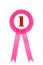 Pink award ribbons badge with white background