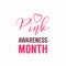 Pink Awareness Month Logo with heart symbol