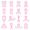 Pink awareness ribbon icons