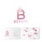 Pink B letter with flying butterflies. Beauty logo. Emblem for Spa, Cosmetics, Fashion, Tailor shop or Jewelry.