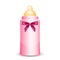 Pink baby bottle with bow