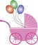 Pink baby buggy with balloons