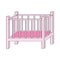 Pink baby cot for girl - original hand drawn illustration