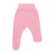 Pink baby footed pants. child footie trousers isolated on white background