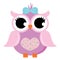 Pink Baby Owl with Ribbon Vector