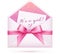 Pink baby shower vector envelop with bow