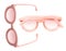 Pink baby sun Fashion Glasses fly in air showing many angle rotated. Fashion trend glasses for confident work and beautiful