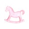 Pink baby wooden horse. Watercolor illustration