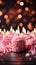 Pink backdrop hosts festive birthday candles, illuminating the celebrations joyful atmosphere