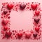 Pink Background Adorned with Various Red Hearts, A Banner for Valentines Day. Generative ai for illustrations