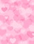 Pink background of hearts of different sizes
