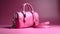 Pink bag,Female pink leather handbag,AI generated